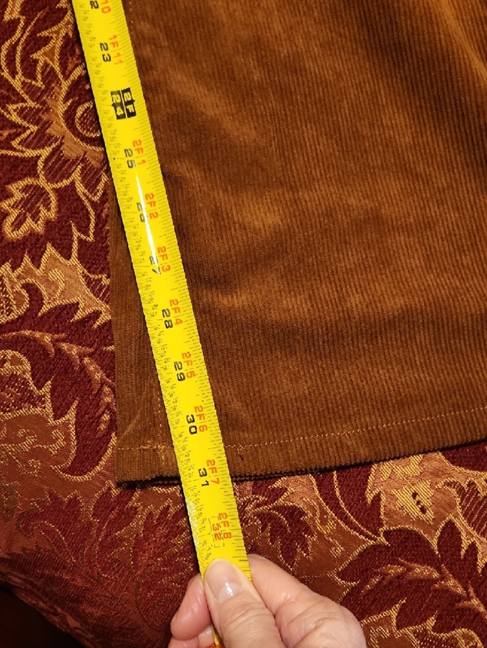 Windsor Brown/Cognac Hi-Rise Corduroy Flare Pants, Retro Look, Small - Picture 11 of 13